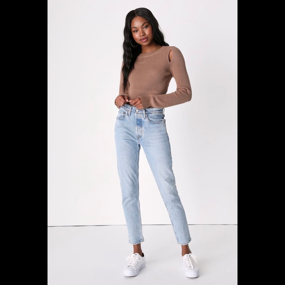 NWT LULUS Autumn Breeze Tan Cutout Pullover Sweater - Picture 7 of 9